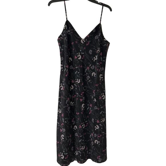 AMOUR VERT NWT Briana Washable Silk Bias Cut Slip Dress Black Floral Size Med - Picture 5 of 16